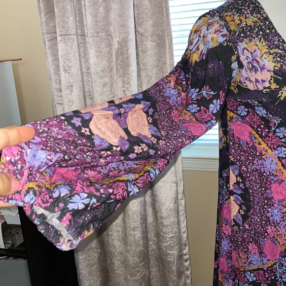 NWT Free People maxi BOHO FLORAL Dress Pink / purple  Size XSMALL - Picture 3 of 8